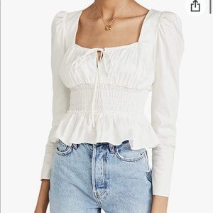 ✨NWOT✨ WAYF White Edith Smocked Waist Bustier Top XS